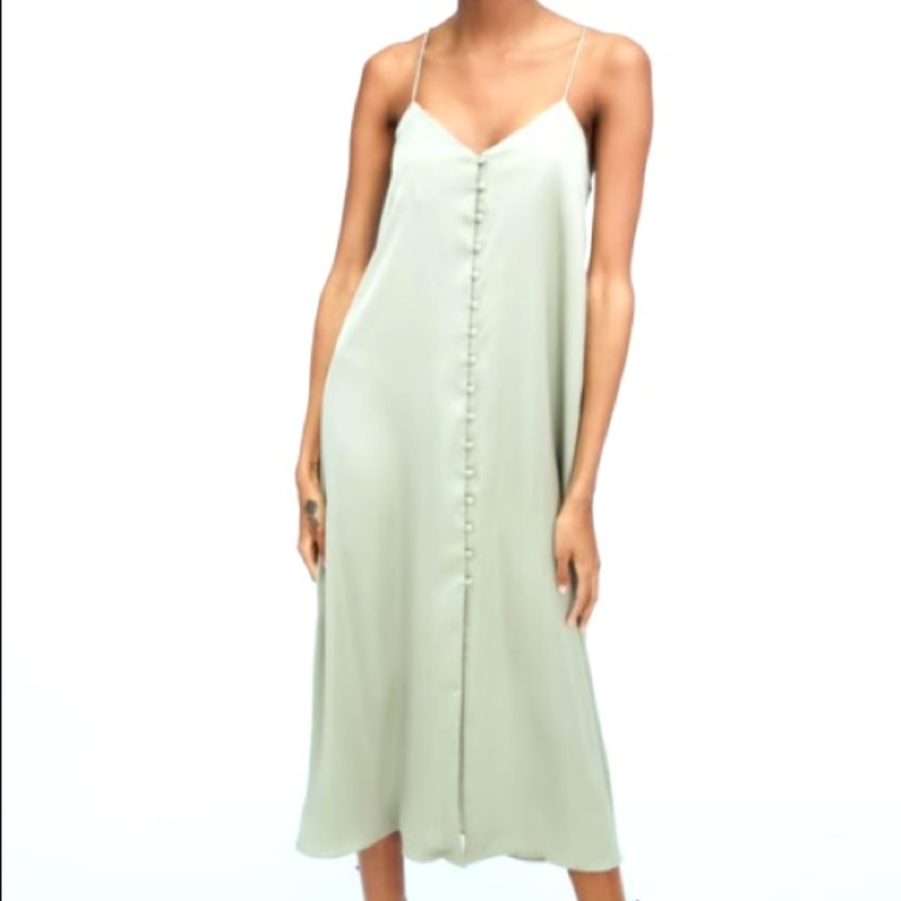 Zara sage green slip dress